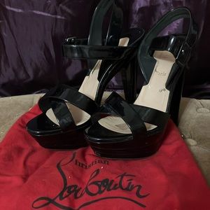 Size 38 Christian Louboutin black stacked platforms